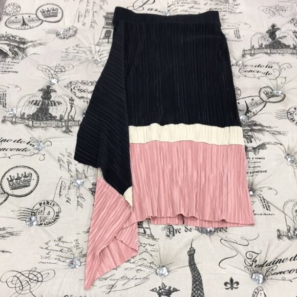 Alfani Asymmetric Pleated Colorblock Skirt - Picture 3 of 5